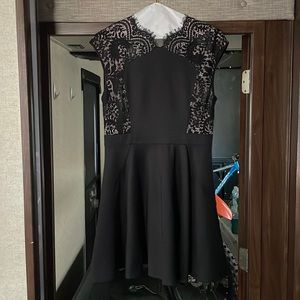 Ted Baker - Black & Soft Pink Lace Dress - Size 12 (Ted 4)